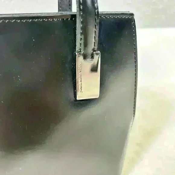 VINTAGE 90s Y2K Black Patent Leather Look Elegant Handbag Purse Women Small - Picture 6 of 13